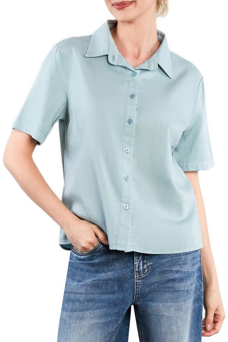 Flow Button-Up Shirt, Main, color, SEA BLUE