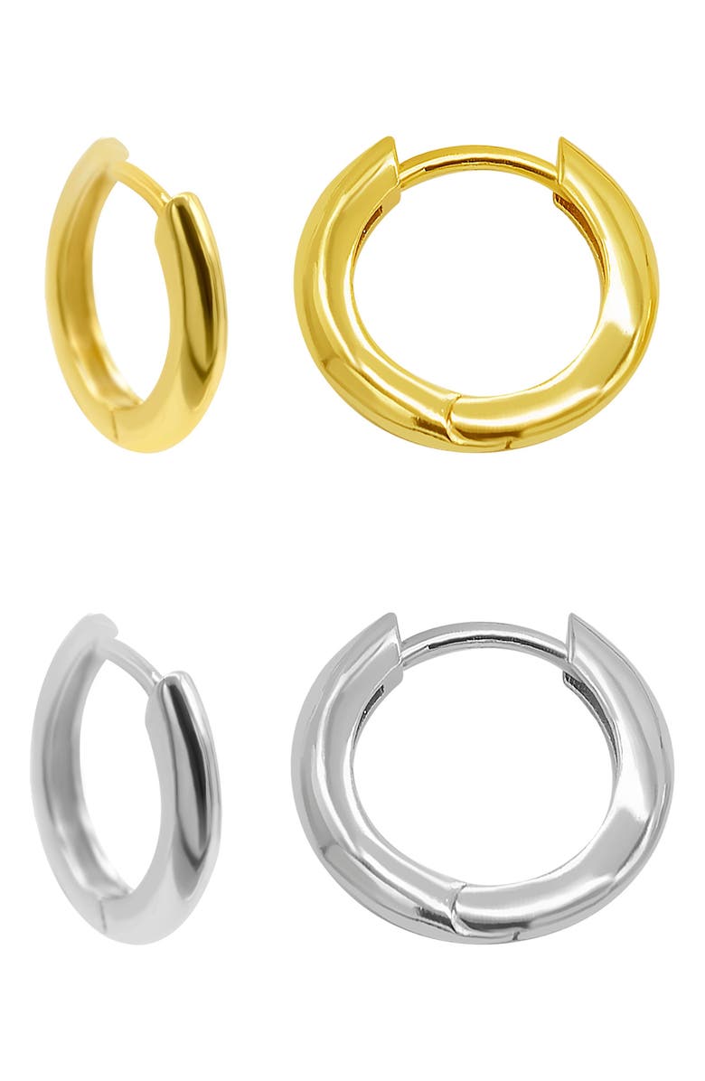 Adornia Set of 2 Two-Tone Huggie Hoop Earrings, Alternate, color, Multi
