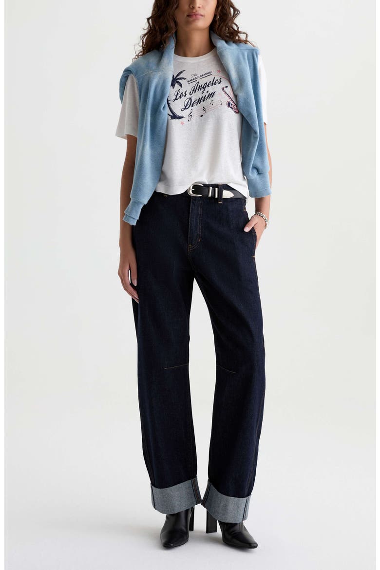 Mercer Cuffed High Waist Barrel Jeans, Alternate, color, SQUAW VALLEY