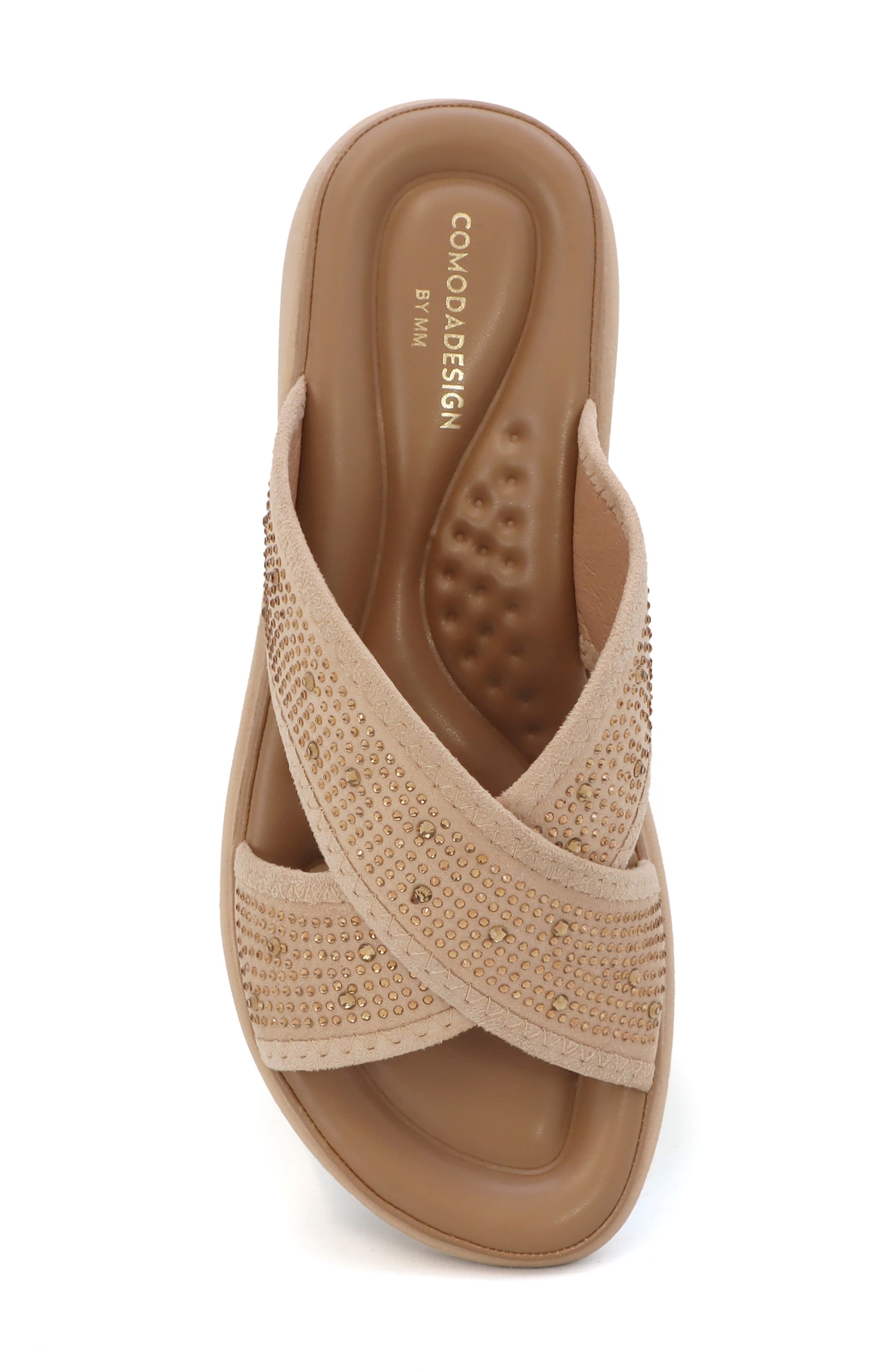 Nomi Rhinestone Embellished Slide Sandal, Alternate, color, MOCHA