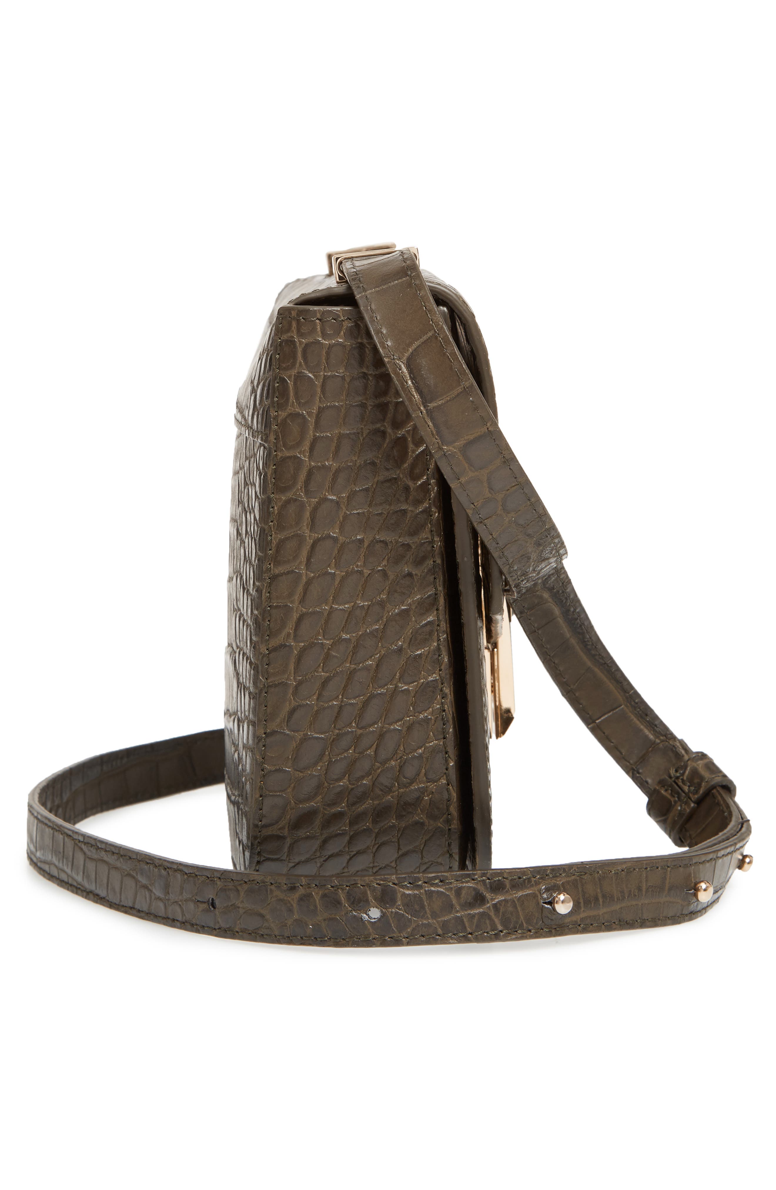 DeMellier Vancouver Croc Embossed Leather Crossbody Bag, Alternate, color, 
