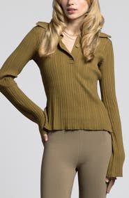 WEEKEND LOS ANGELES Marisa Ribbed Polo Sweater