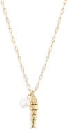 NORDSTROM RACK Demi Fine Faux Pearl & Fish Pendant Necklace
