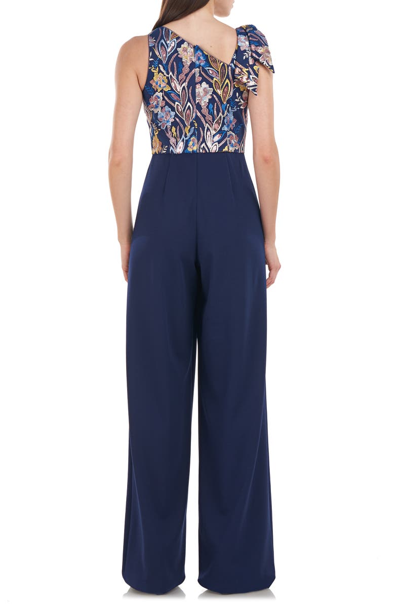 JS Collections Nova Bow Shoulder Wide Leg Jumpsuit, Alternate, color,