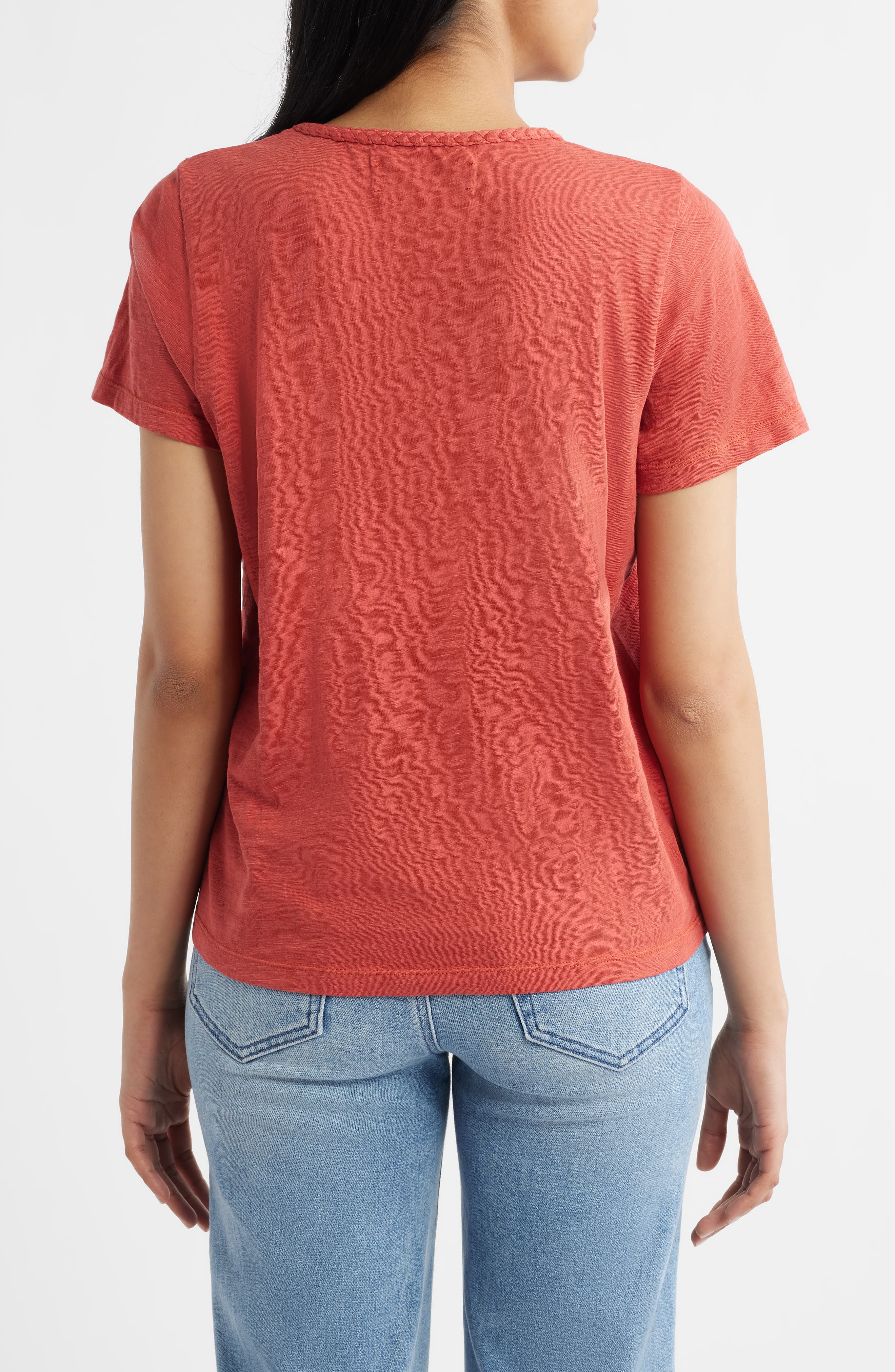 Braided Neck Relaxed Fit Cotton T-Shirt - image 4