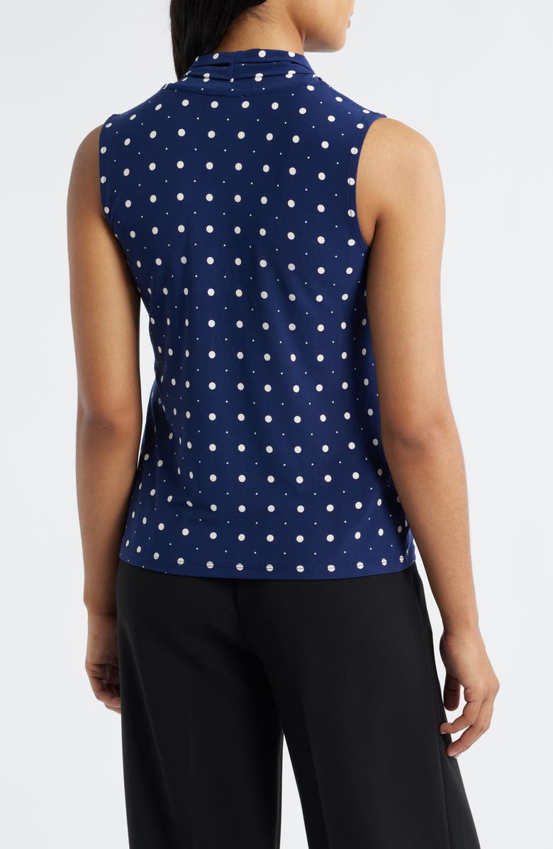 Anne Klein Polka Dot Triple Pleat Sleeveless Top, Alternate, color, 