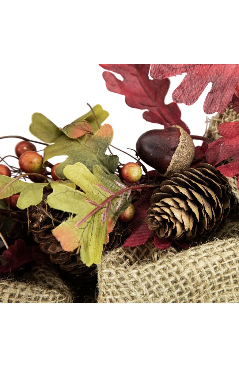 Northlight Rustic Burlap Fall Harvest Wreath with Acorns and Berries, 18-Inch, Alternate, color, 