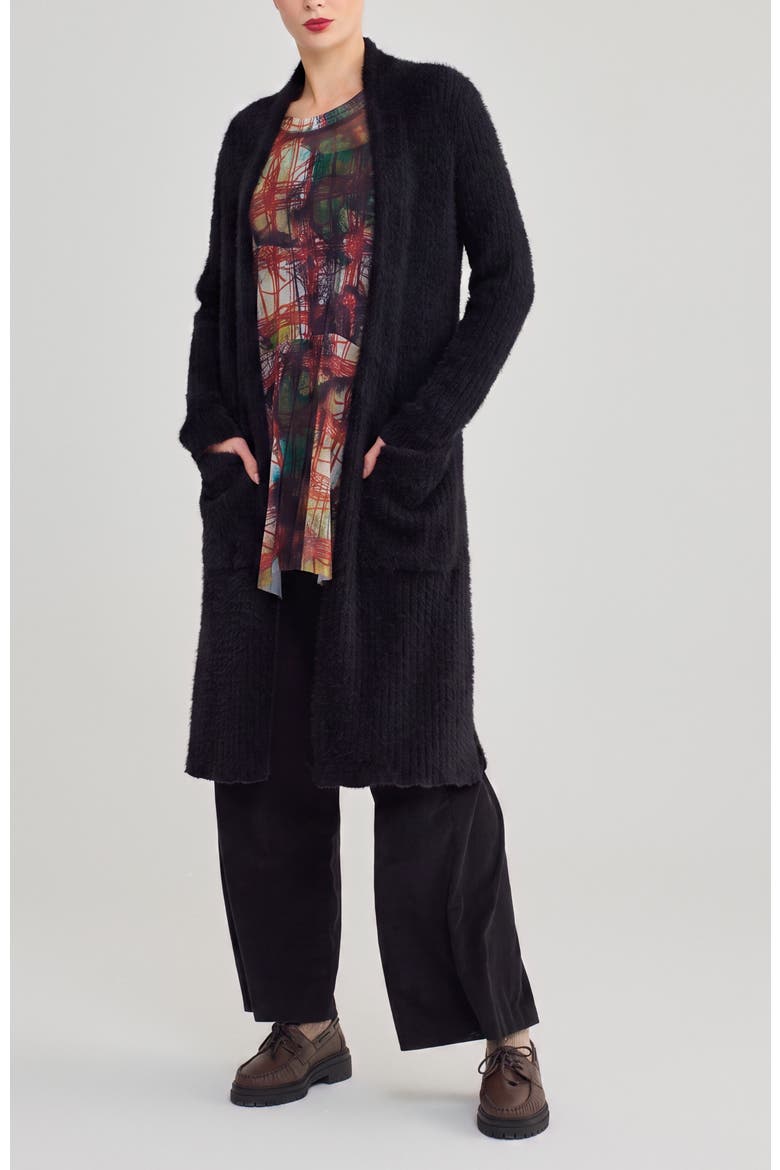 Lou Shaggy Knit Cardigan, Main, color, Black