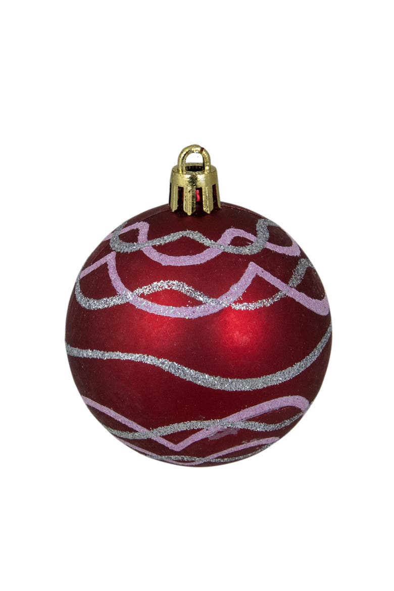 12ct Red and Silver Shatterproof Shiny and Matte Christmas Ball Ornaments 2.25", Alternate, color, Red