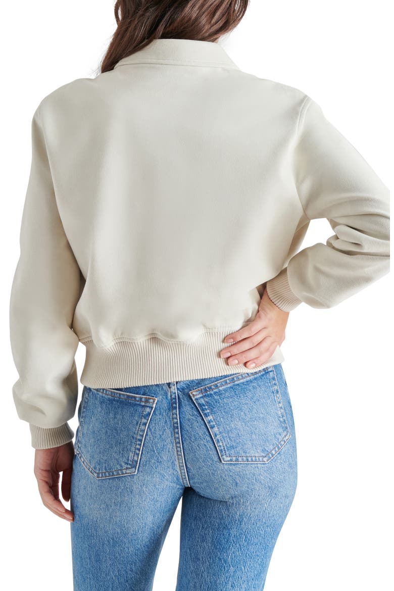 Anouk Faux Suede Bomber Jacket, Alternate, color, SILVER BIRCH