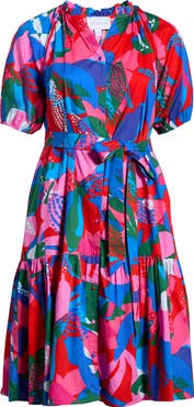 SUGARLIPS Exene Floral Wynette Tiered Cotton Midi Dress
