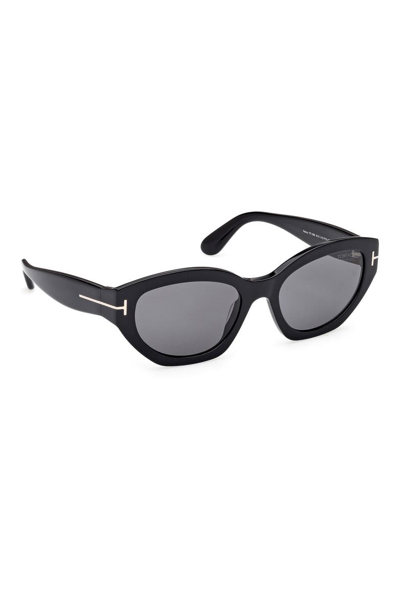 Penny 55mm Polarized Geometric Sunglasses, Alternate, color, SHINY BLACK/ ECO/ SMOKE