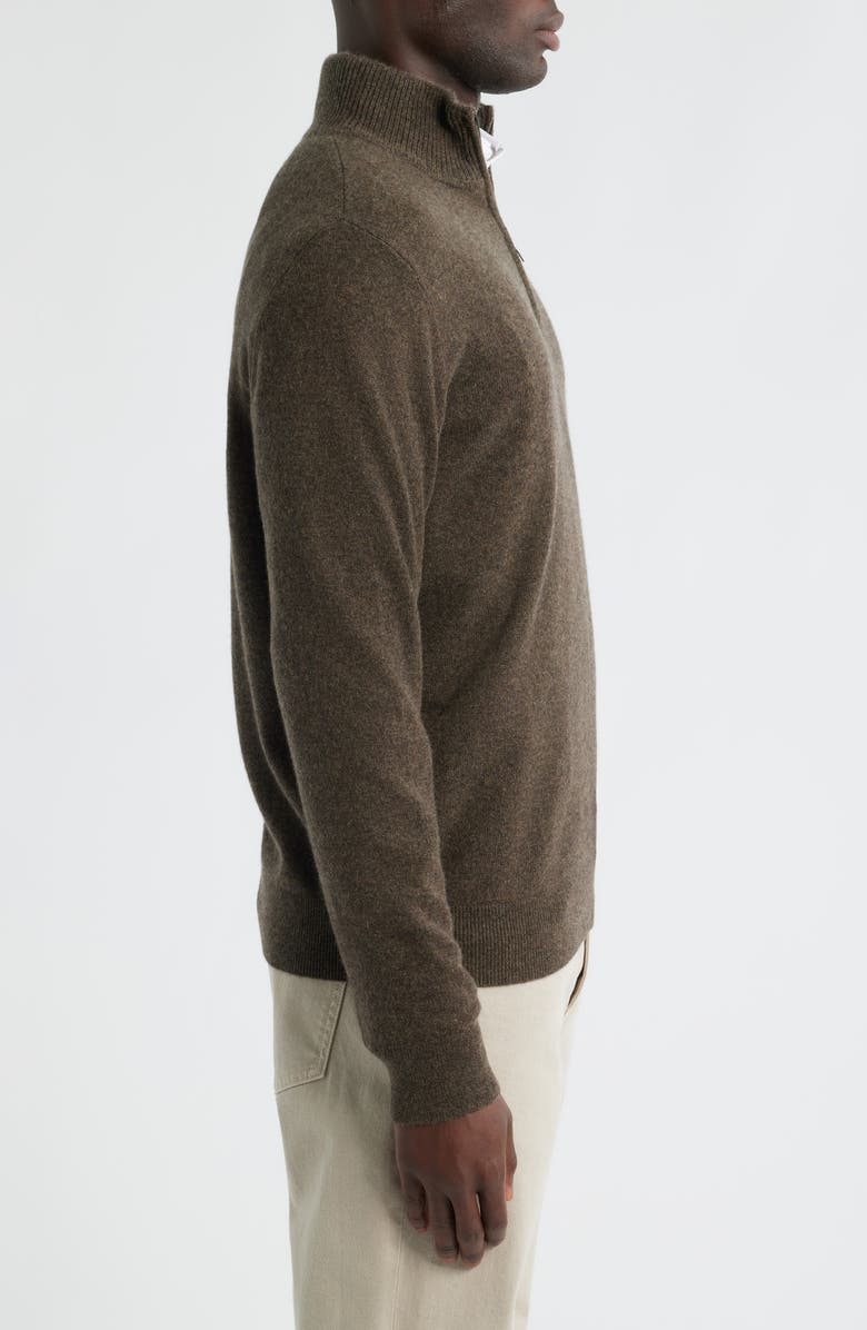 Nordstrom Quarter Zip Cashmere Sweater, Alternate, color, Brown Desert Heather