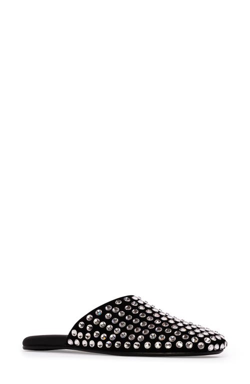 Black Suede Studio Puffy Knot Slide Sandal In Black Embellished