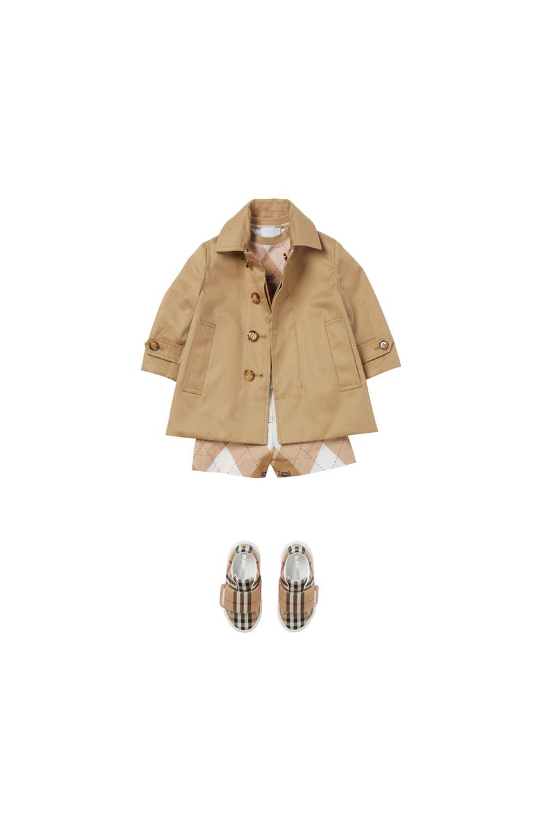 Burberry Reversible Check Gabardine Car Coat, Alternate, color, Archive Beige