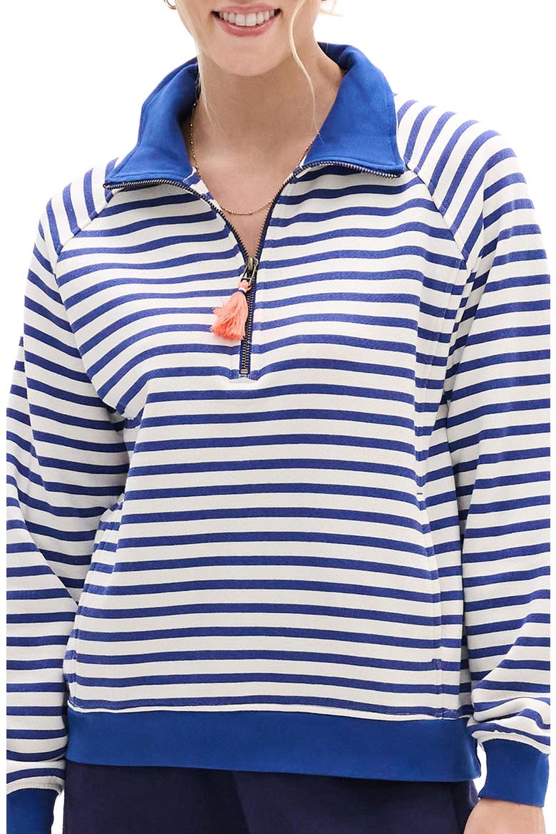 Mezarine Stripe Quarter Zip Sweatshirt, Alternate, color, MAZARINE