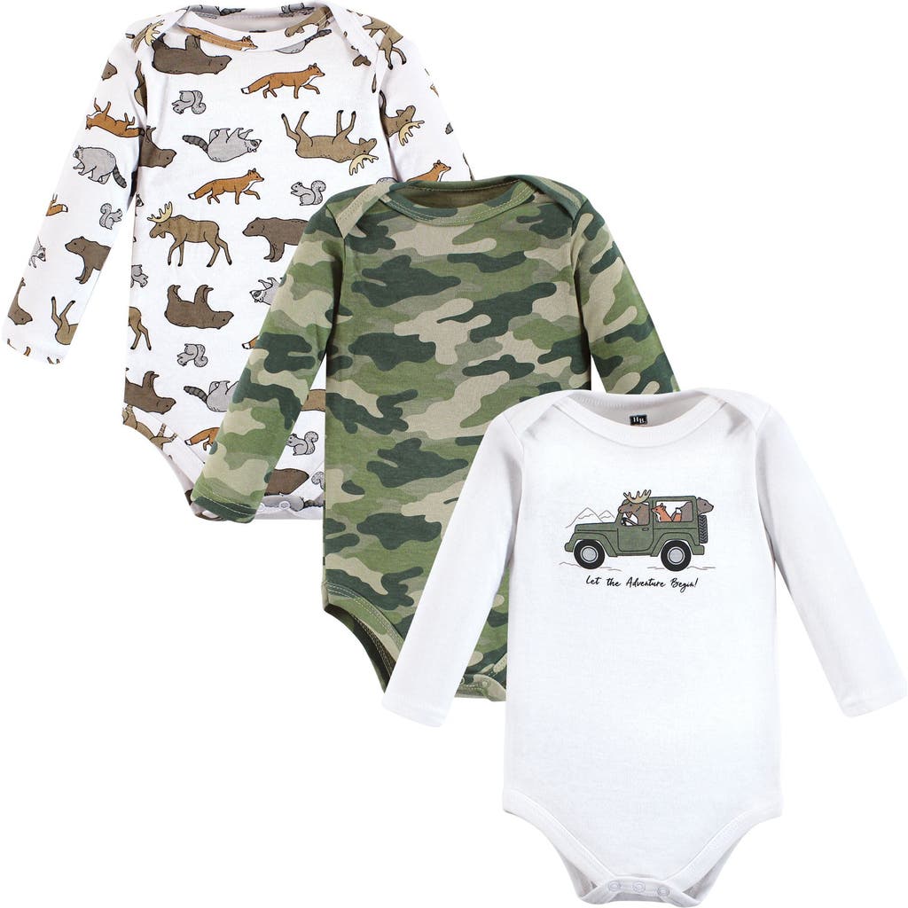 Hudson Baby Cotton Long-sleeve Bodysuits 3-pack In Multi