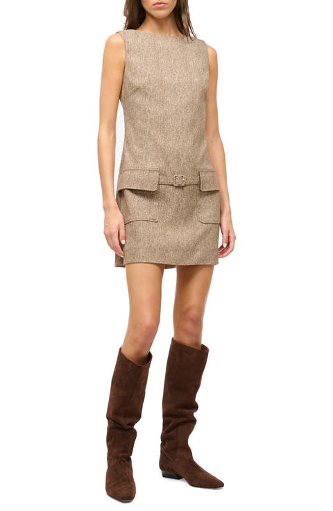 Sheila Sleeveless Herringbone Minidress