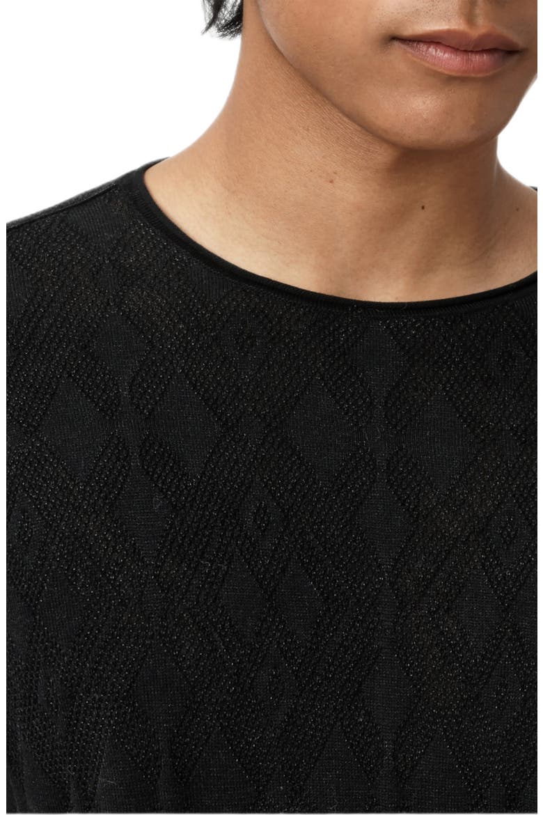 Brycen Broken Argyle Organic Cotton Sweater, Alternate, color, BLACK