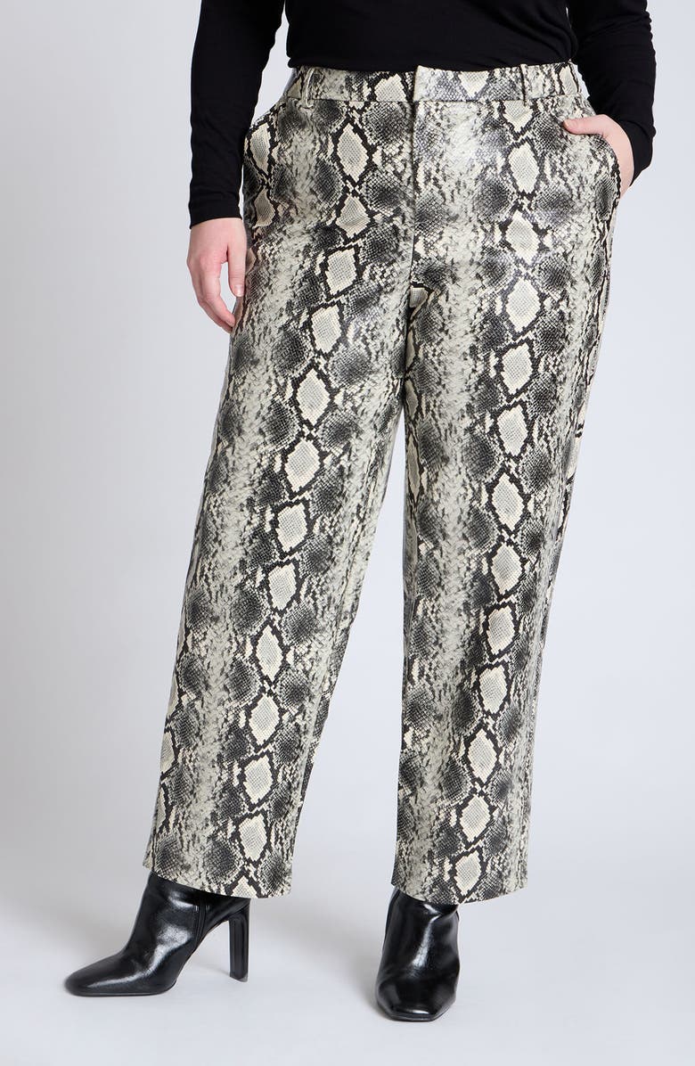 ELOQUII Snake Embossed Faux Leather Pants, Main, color, 