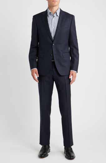 BOSS Huge Slim Fit Navy Pinstripe Wool Suit
