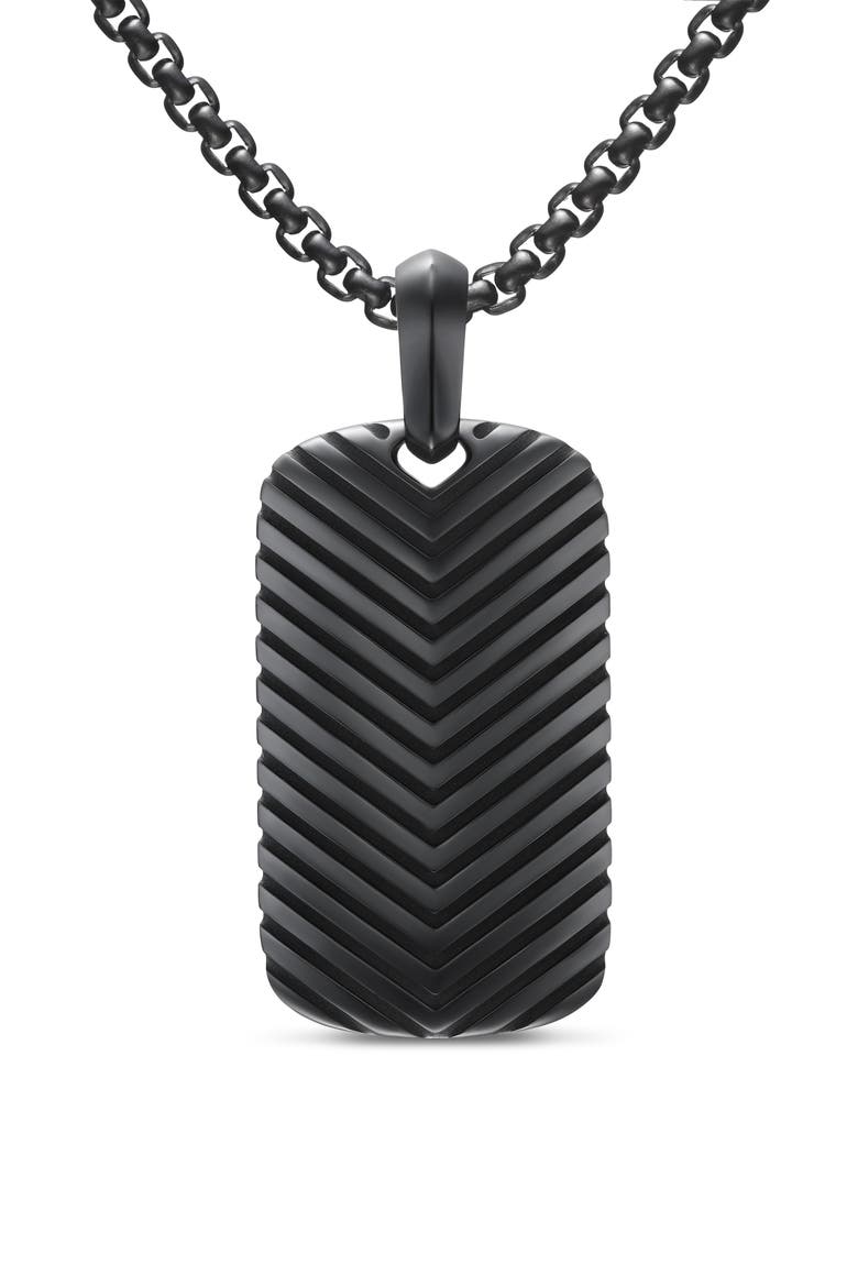 Men's Chevron Tag in Black Titanium, 34mm, Main, color, BLACK