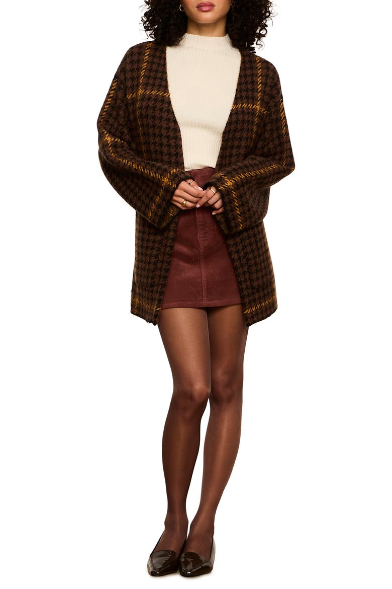 Houndstooth Plaid Jacquard Coatigan, Alternate, color, GOLDEN YELLOW PLAID