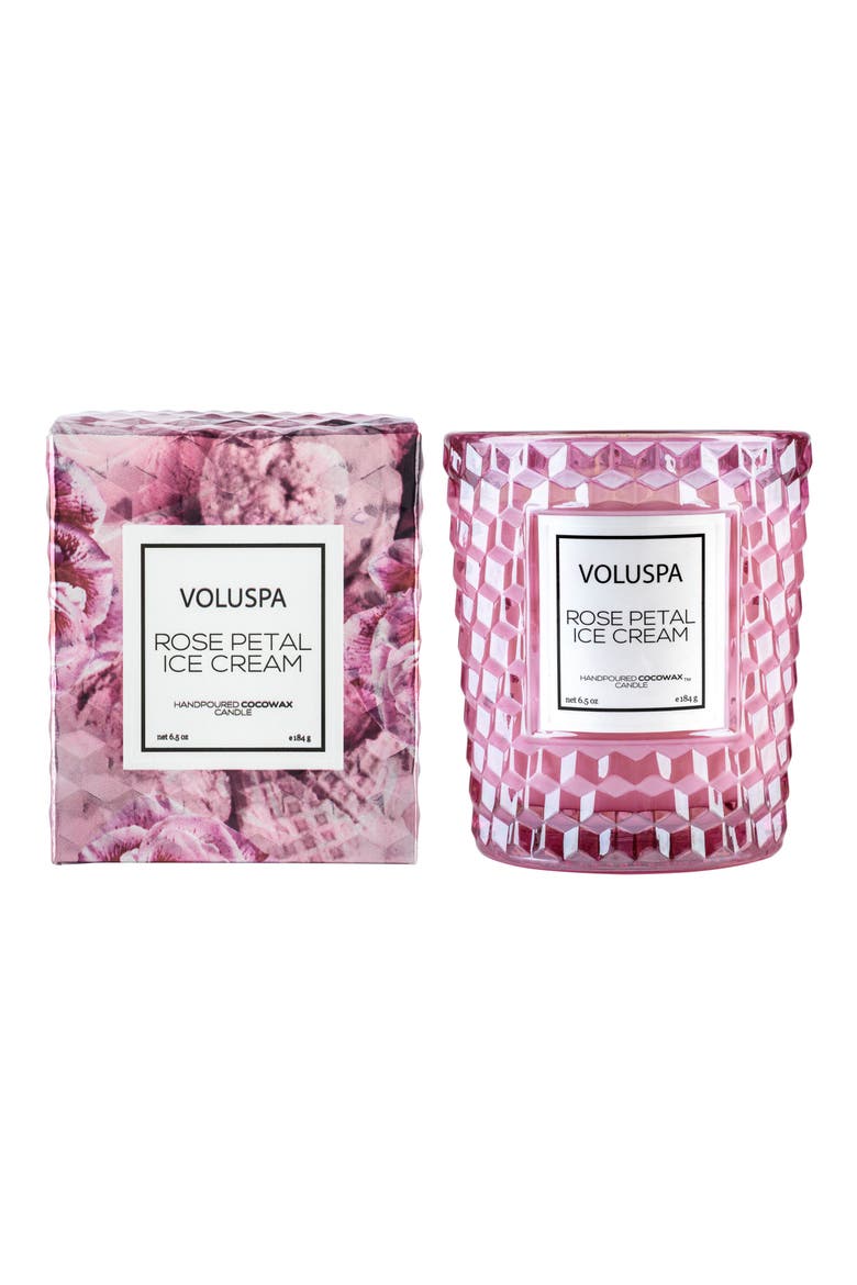 Roses Classic Textured Glass Candle, Alternate, color, ROSE PETAL ICE CREAM