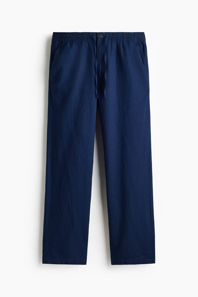 Regular Fit Linen-blend Trousers, Alternate, color, Dark blue