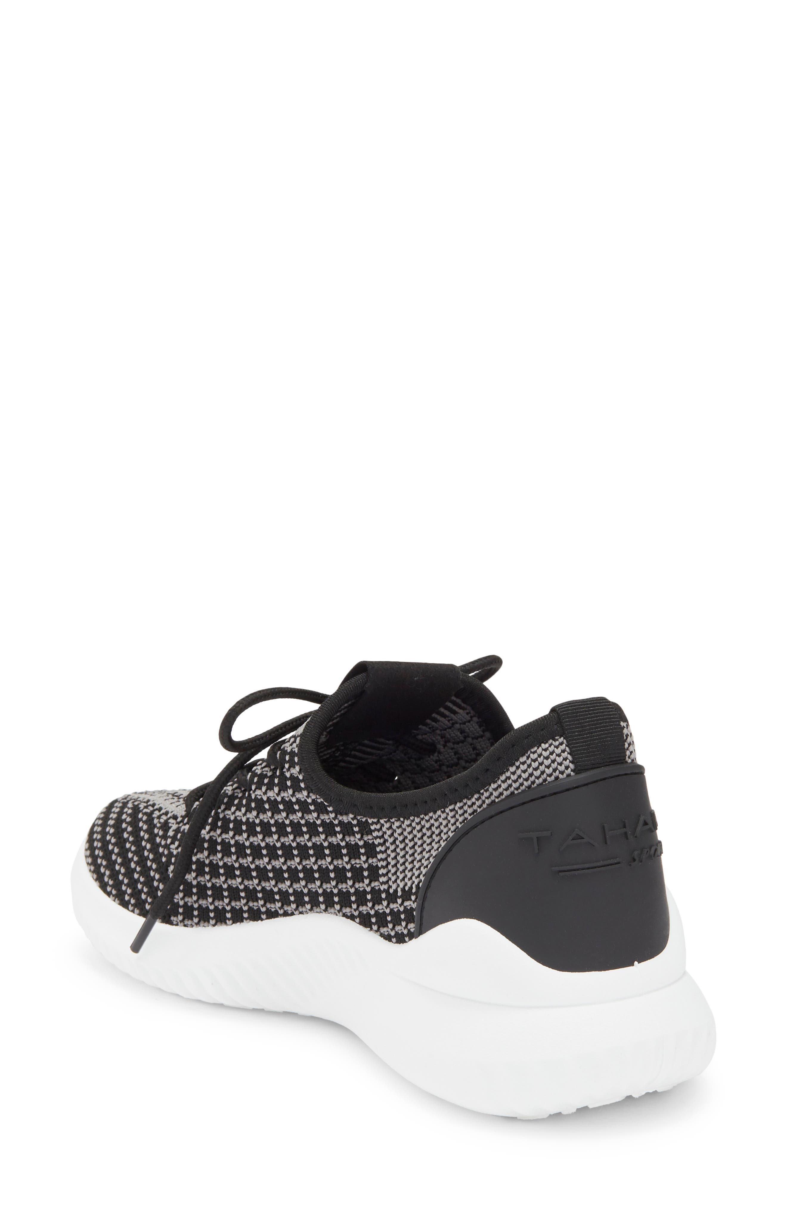 Tahari Patterned Knit Sneaker, Alternate, color, Black