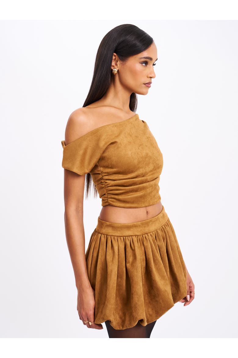 Yara Suede Slash Neck Tank Top, Alternate, color, Brown