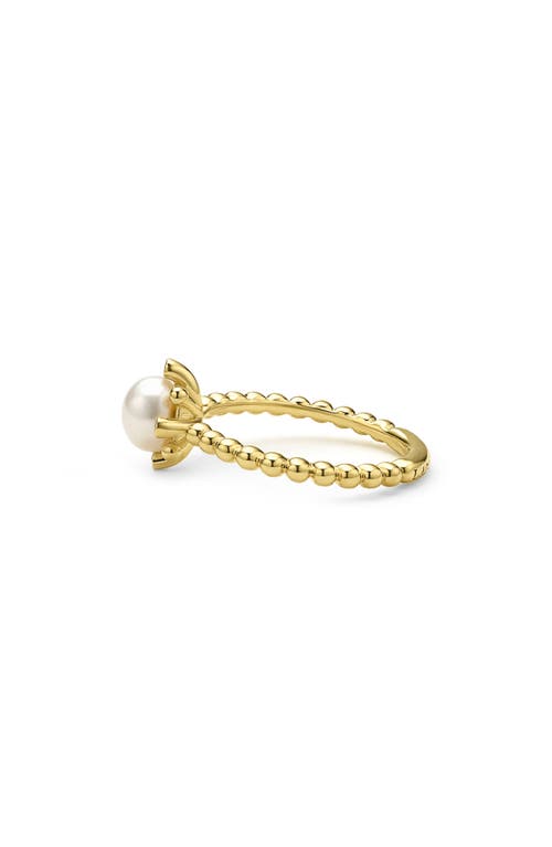 Lagos 18k Yellow Gold Luna Cultured Pearl & Diamond Fleur Ring In Gold