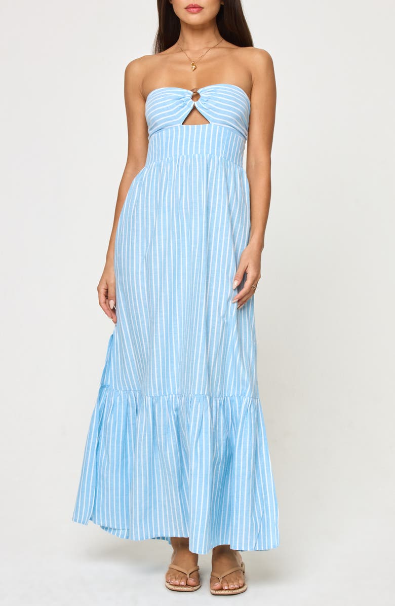 LSPACE Melody Stripe Strapless Cover-Up Maxi Dress, Main, color, 