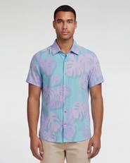 Lords of Harlech Monstera Floral Mens Linen Button-up Shirt