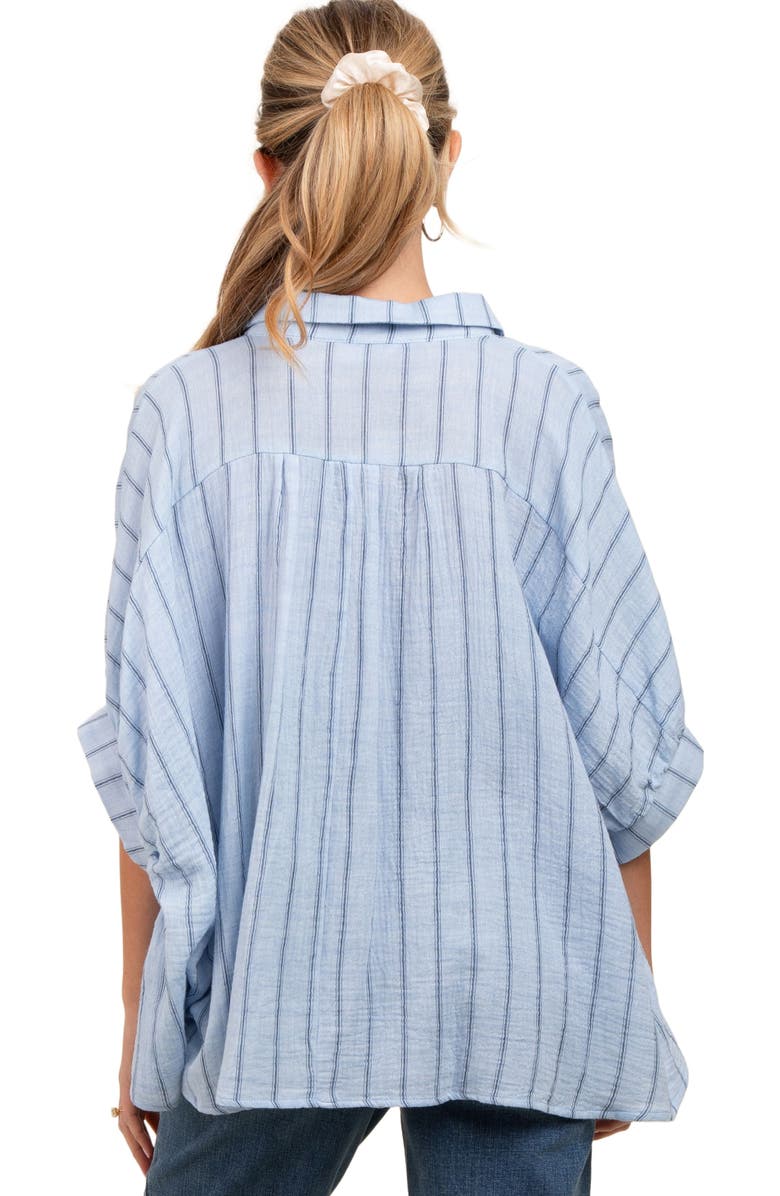 PinkBlush Striped Collared Oversized Top, Alternate, color, Light Blue