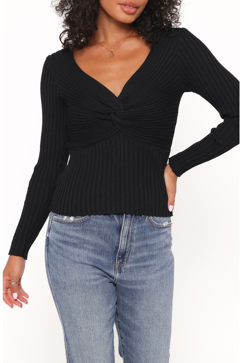 Demi Twist Rib Sweater, Main, color, BLACK