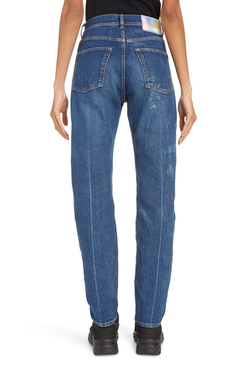 Melk Creased High Waist Slim Crop Jeans, Alternate, color, DARK BLUE