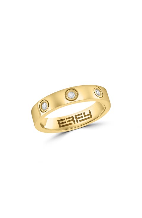 14K Gold Plated Sterling Silver Diamond Band Ring