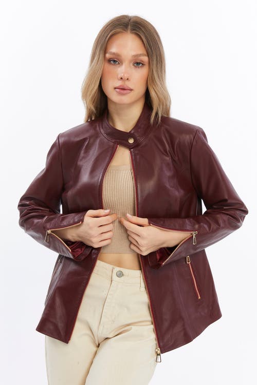 Furniq Uk Elspeth Leather Jacket In Brown