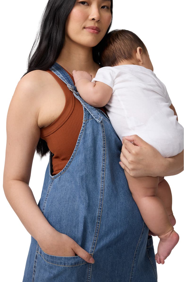 Ingrid & Isabel Soft Denim Overall, Alternate, color, Medium Wash