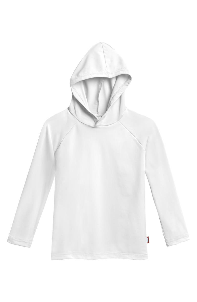 CITY THREADS Boys and Girls UPF 50+ Long Sleeve Hooded Rashguard Tee, Alternate, color, White