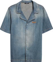 Balmain Short Sleeve Light Denim Pajama Shirt