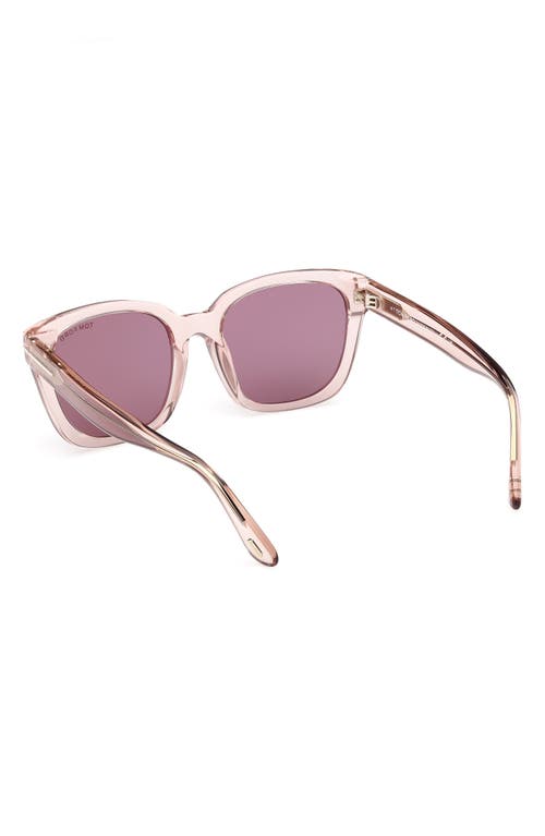 Tom Ford Haylay 53mm Square Sunglasses In Shiny Transparent Powder Rose