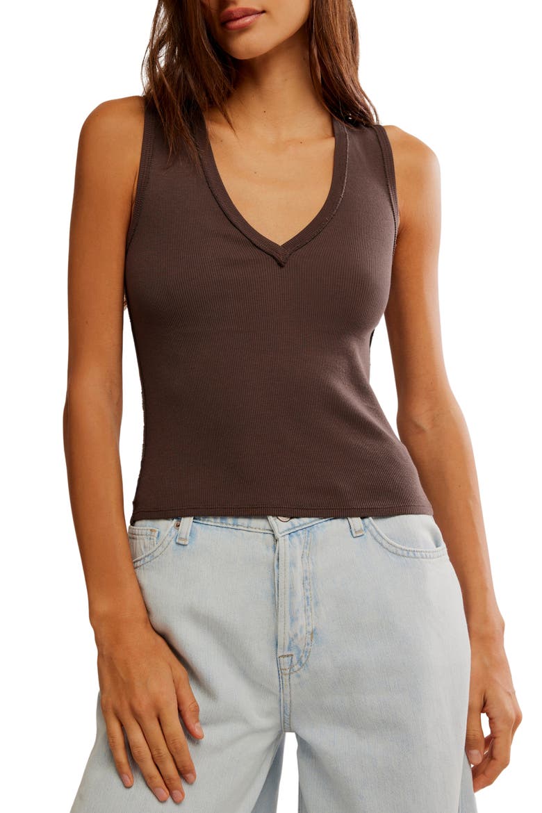 Neria Rib Tank, Main, color, DOUBLE ESPRESSO