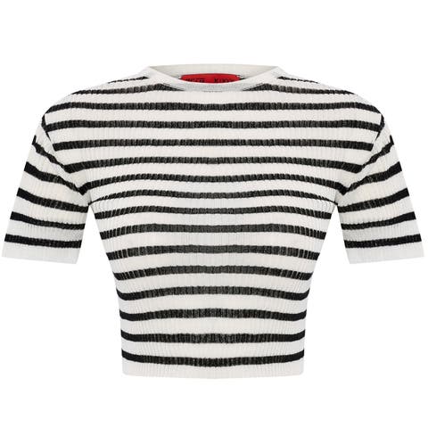 Striped Short Sleeve Knit Top