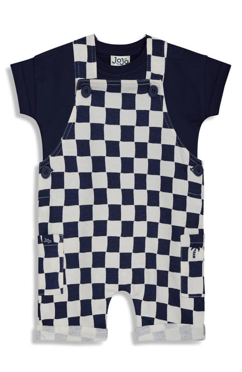 Jojo Maman Bébé Babies' Jojo Maman Bebe Checkerboard Cotton Shirt & Overalls Set In Blue