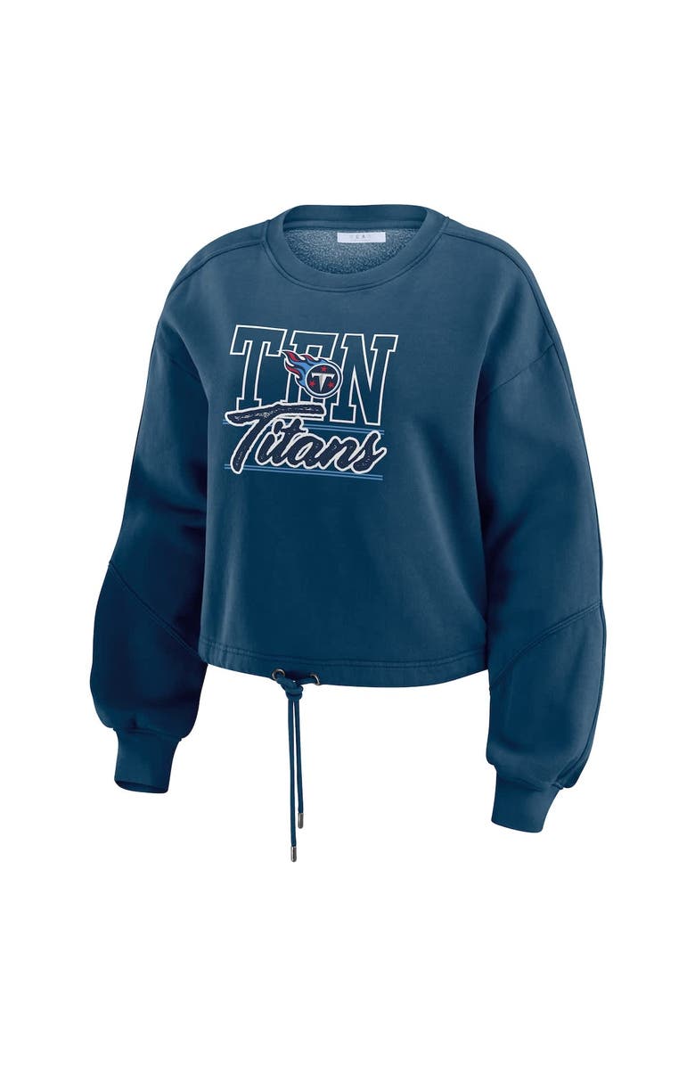WEAR by Erin Andrews Women's WEAR by Erin Andrews Navy Tennessee Titans Washed Fleece Long Sleeve T-Shirt & Shorts Lounge Set, Alternate, color, Navy