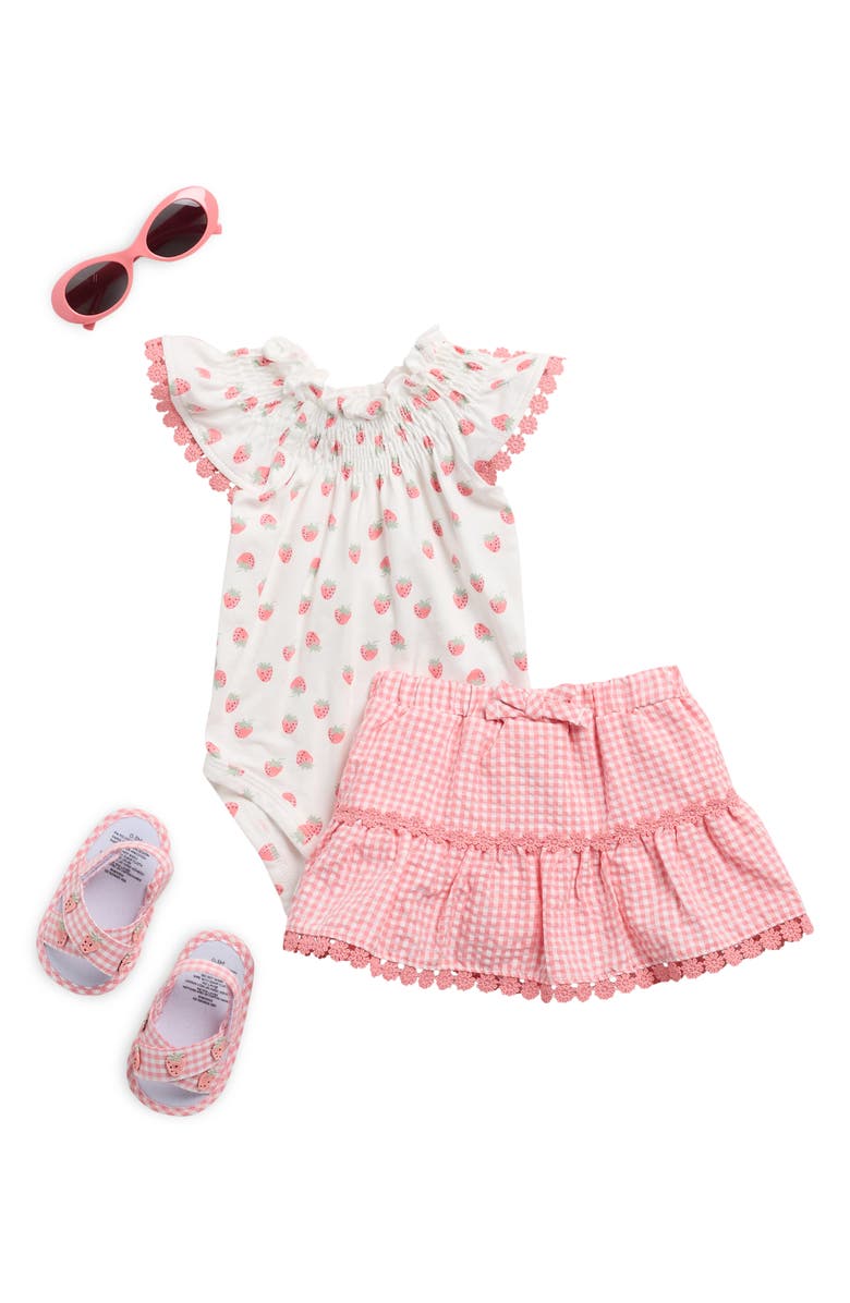 Rachel Zoe Kids' Bodysuit, Skirt, Sunglasses & Sandal Set, Main, color, 