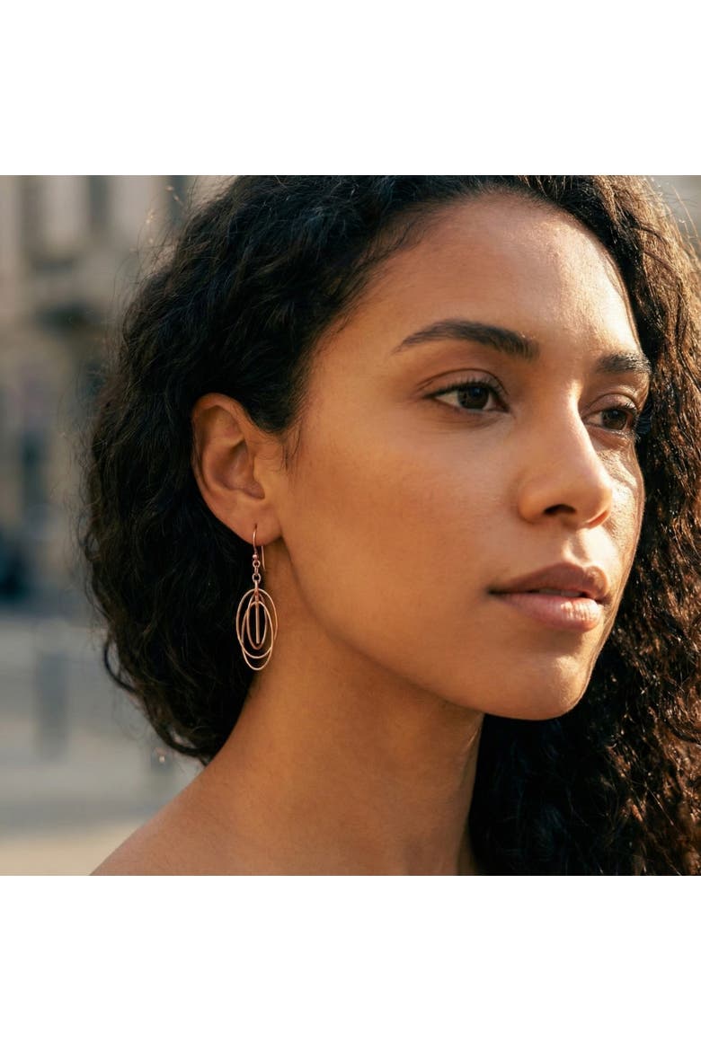 Nested Loop 3D Drop Earring in Sterling Silver, Alternate, color, Rose gold
