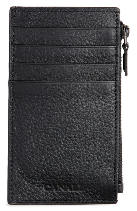 Tumbled Calfskin Card Holder with Zip